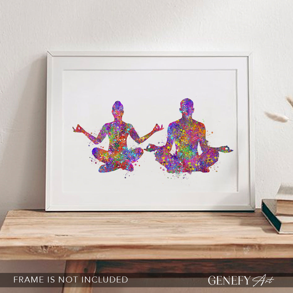 Yoga Couple Watercolour Print