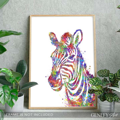 Zebra Portrait Watercolour Wall Art